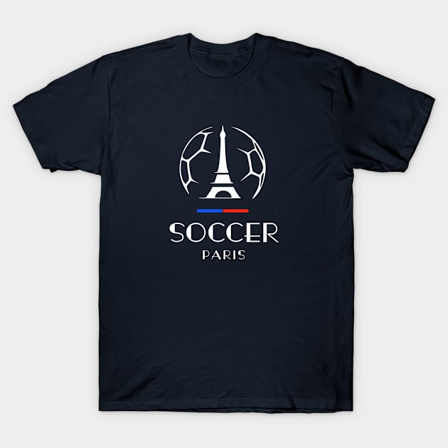 SOCCER PARIS Flag Football Eiffel Tower T-Shirt by French Salsa